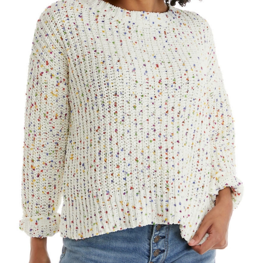 Now available- A. Byer confetti cream pullover sweater size small